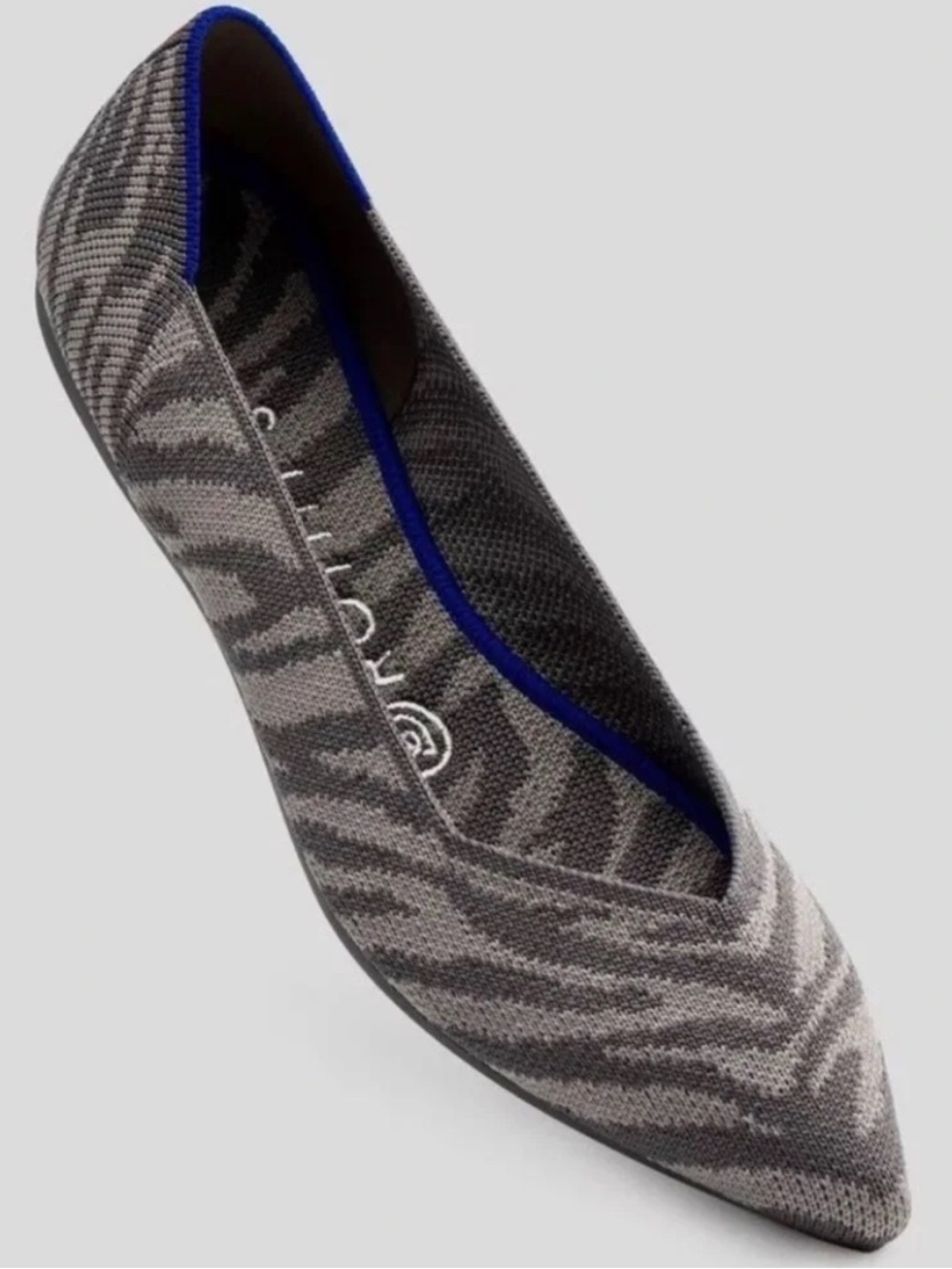 Rothy’s The Point Zebra Flats in Gray